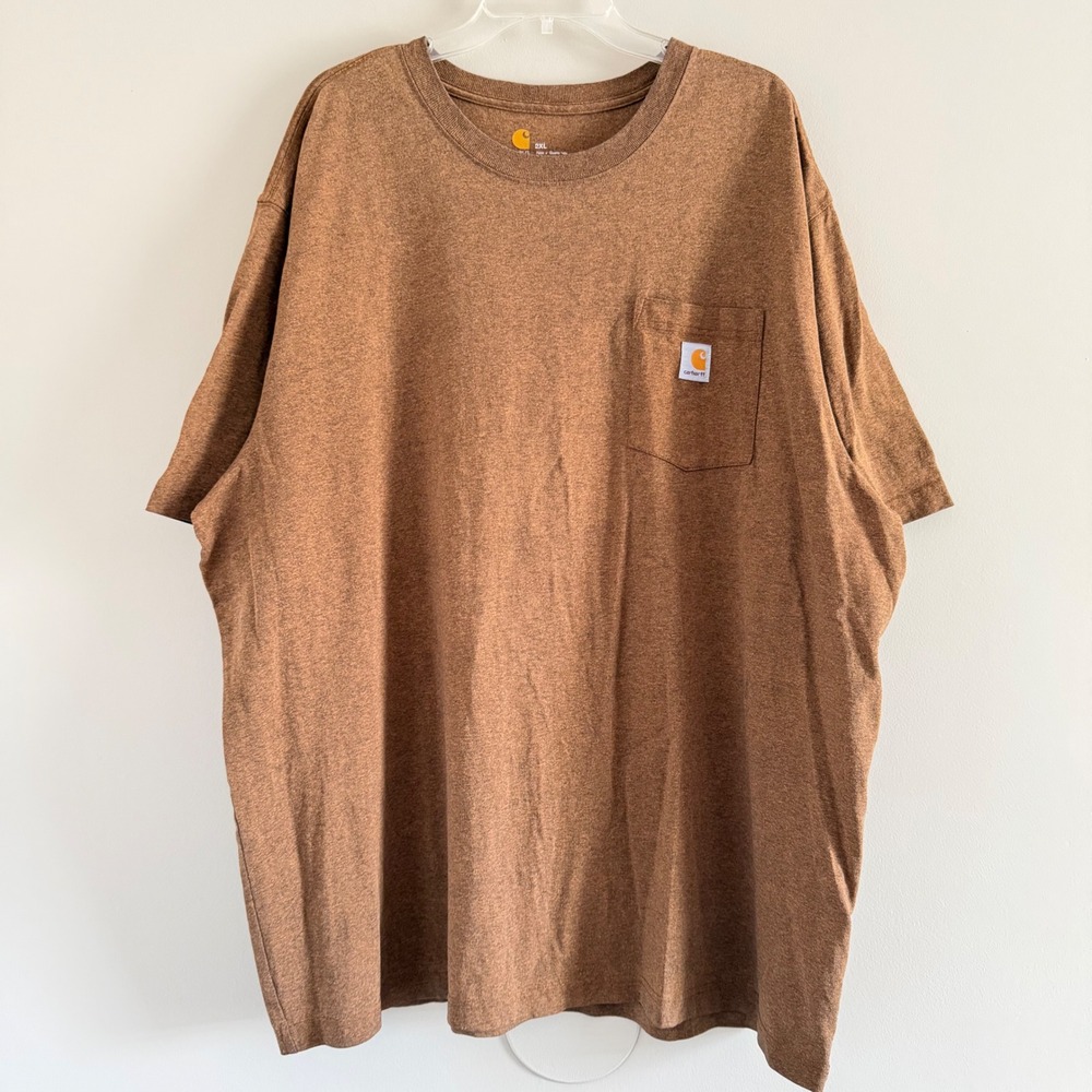 Carhartt K87 Mens 2XL Original Fit Short Sleeve Pocket T-Shirt Heather Brown
